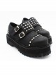 Steampunk Gothic Black Thick Soles Rivet Women's Round-toe Velcro Platform Shoes