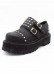 Steampunk Gothic Black Thick Soles Rivet Women's Round-toe Velcro Platform Shoes