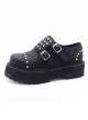 Steampunk Gothic Black Thick Soles Rivet Women's Round-toe Velcro Platform Shoes