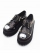 Punk Gothic Rivet And Zipper Black Women's Round-toe Platform Shoes