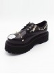 Punk Gothic Rivet And Zipper Black Women's Round-toe Platform Shoes