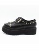 Punk Gothic Rivet And Zipper Black Women's Round-toe Platform Shoes