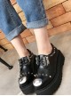 Punk Gothic Rivet And Zipper Black Women's Round-toe Platform Shoes