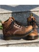 Steampunk Brown Retro Crack Leather Men's Martin Boots