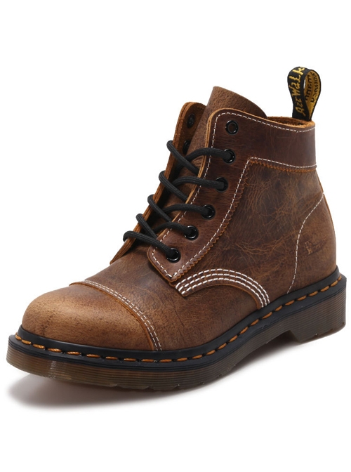 Steampunk Brown Retro Crack Leather Men's Martin Boots