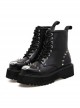 Black Rivet Punk Thick Sole Women's Round-toe Martin Boots