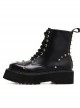 Black Rivet Punk Thick Sole Women's Round-toe Martin Boots