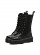 Punk Black Zipper High-top Thick Sole Women's Round-toe Middle Barrel Boots