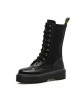 Punk Black Zipper High-top Thick Sole Women's Round-toe Middle Barrel Boots