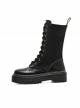 Punk Black Zipper High-top Thick Sole Women's Round-toe Middle Barrel Boots