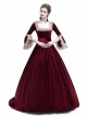 Victorian Velvet Marie Antoinette Queen Wine Red Theatrical Ball Dress