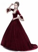 Victorian Velvet Marie Antoinette Queen Wine Red Theatrical Ball Dress