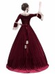 Victorian Velvet Marie Antoinette Queen Wine Red Theatrical Ball Dress