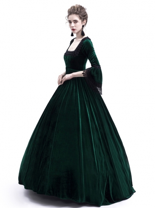 Victorian Green Velvet Marie Antoinette Queen Theatrical Ball Dress