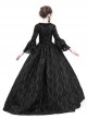 Gothic Victorian Black Square-neck Masked Ball Dress