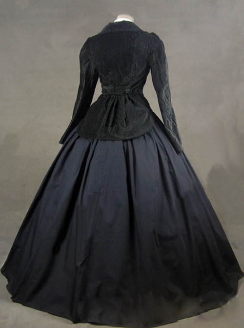 Gothic Victorian Black Jacket Winter Costume Dress