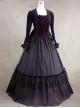 Gothic Victorian Purple Velvet Long Sleeves Ball Dress
