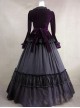 Gothic Victorian Purple Velvet Long Sleeves Ball Dress