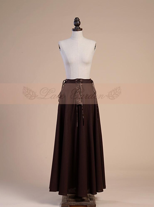 Victorian Palace Style Retro Gothic Cotton And Linen High Waist Big Hem Skirt