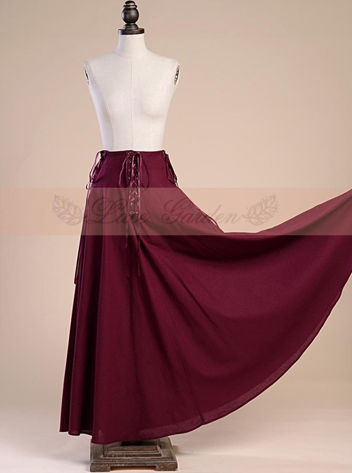 Victorian Palace Style Retro Gothic Cotton And Linen High Waist Big Hem Skirt