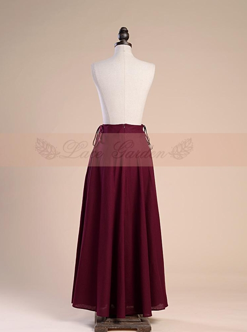 Victorian Palace Style Retro Gothic Cotton And Linen High Waist Big Hem Skirt