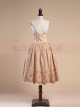 Victorian Palace Style Retro High Waist Fish-bone Embroidery Big Hem Skirt