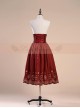 Victorian Palace Style Retro High Waist Fish-bone Embroidery Big Hem Skirt