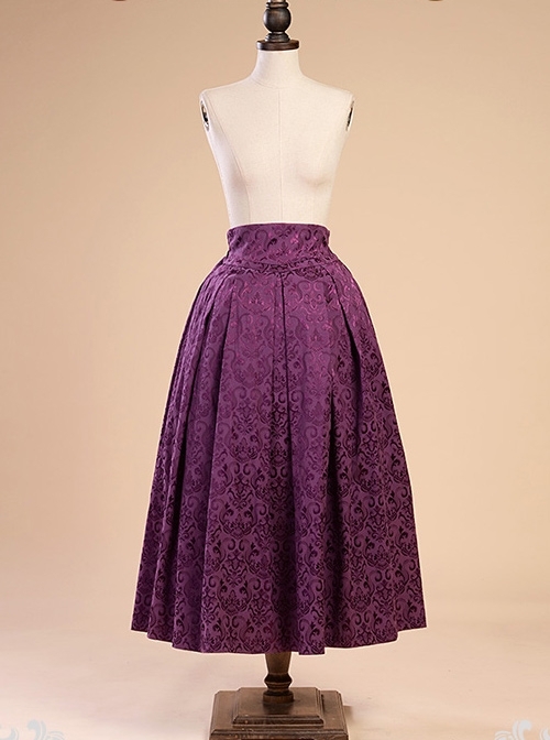 Victorian Retro Jacquard High Waist Big Hem Skirt