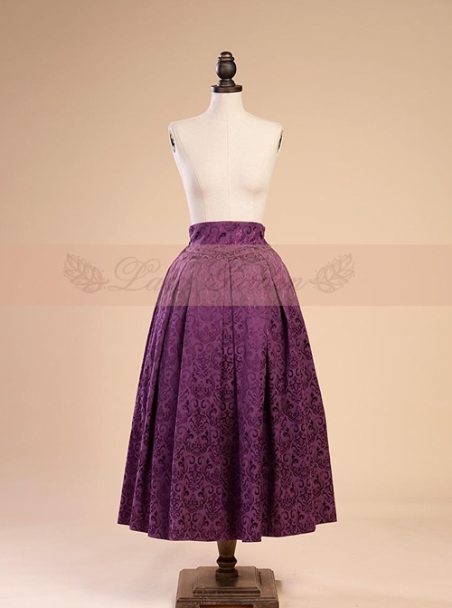 Victorian Retro Jacquard High Waist Big Hem Skirt