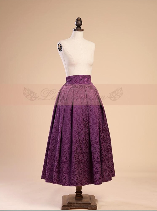 Victorian Retro Jacquard High Waist Big Hem Skirt