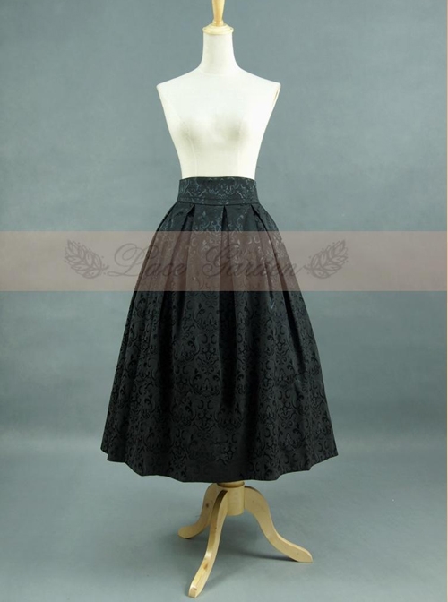 Victorian Retro Jacquard High Waist Big Hem Skirt