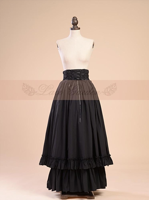 Victorian Retro Slim Fit Flounced Long Style Super Big Hem Skirt