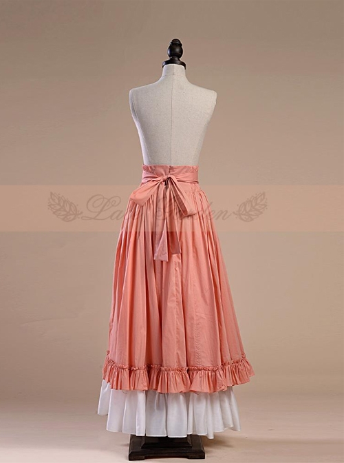 Victorian Retro Slim Fit Flounced Long Style Super Big Hem Skirt