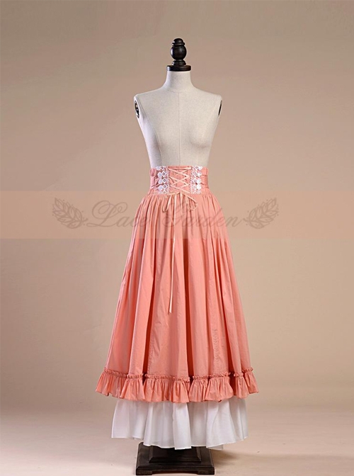 Victorian Retro Slim Fit Flounced Long Style Super Big Hem Skirt