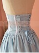 Victorian Retro Light Blue High Girdle Embroidery Big Hem Skirt