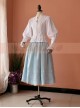 Victorian Retro Light Blue High Girdle Embroidery Big Hem Skirt
