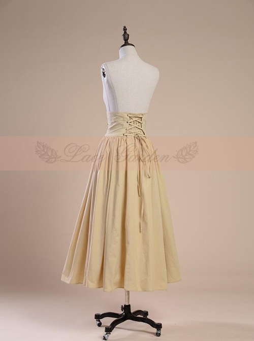 Victoria Palace Style Retro High Girdle Beige Big Hem Skirt