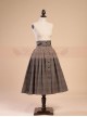 Victorian Palace Style Retro High Girdle Buttons Brown Big Hem Skirt