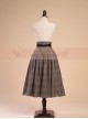 Victorian Palace Style Retro High Girdle Buttons Brown Big Hem Skirt