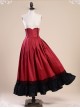 Victorian Palace Style Retro Fish-bone Girdle Wine Red Big Hem Skirt