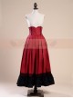 Victorian Palace Style Retro Fish-bone Girdle Wine Red Big Hem Skirt