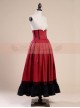 Victorian Palace Style Retro Fish-bone Girdle Wine Red Big Hem Skirt