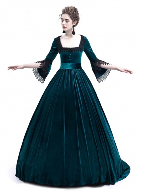 Blue Velvet Marie Antoinette Queen Theatrical Ball Dress