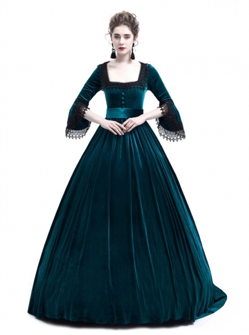Blue Velvet Marie Antoinette Queen Theatrical Ball Dress