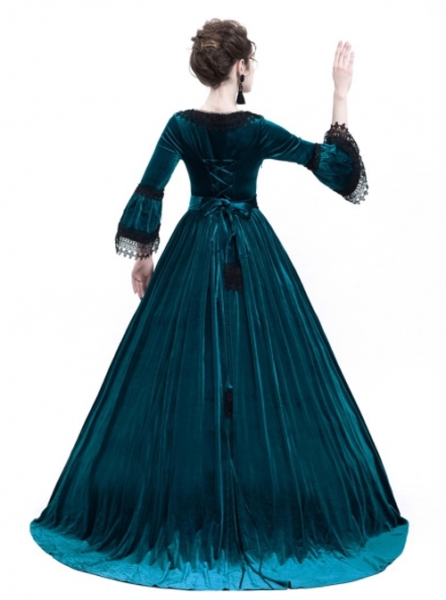 Blue Velvet Marie Antoinette Queen Theatrical Ball Dress