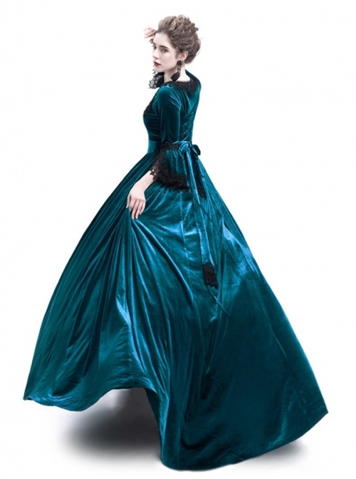 Blue Velvet Marie Antoinette Queen Theatrical Ball Dress