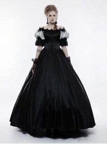 Victorian Palace Style Retro Black Long Ball Dress