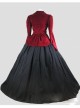 Victorian Gothic Red Jacket Black Dress Winter Costume