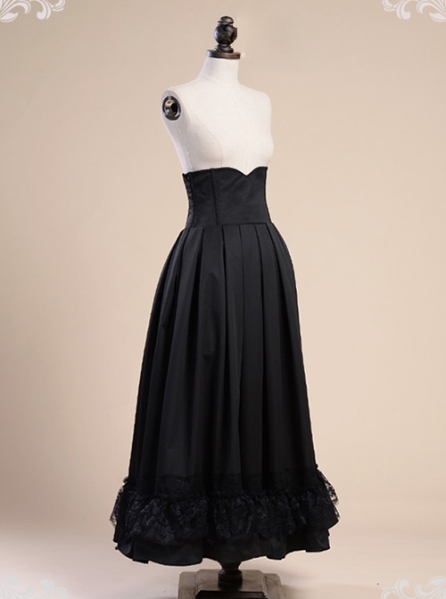 Retro Victoria Girdle Black Big Lower Hem Flounced Skirt
