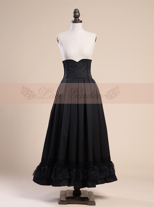Retro Victoria Girdle Black Big Lower Hem Flounced Skirt